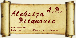 Aleksija Milanović vizit kartica